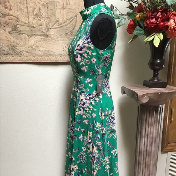VINCE CAMUTO green beautiful dress, size 2.  High neck, sleeveless, NWT - Picture 2 of 8